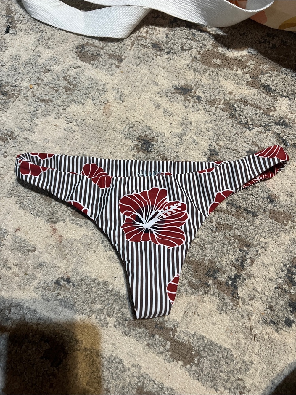 Benoa Swim Red Floral Striped Bikini Bottom